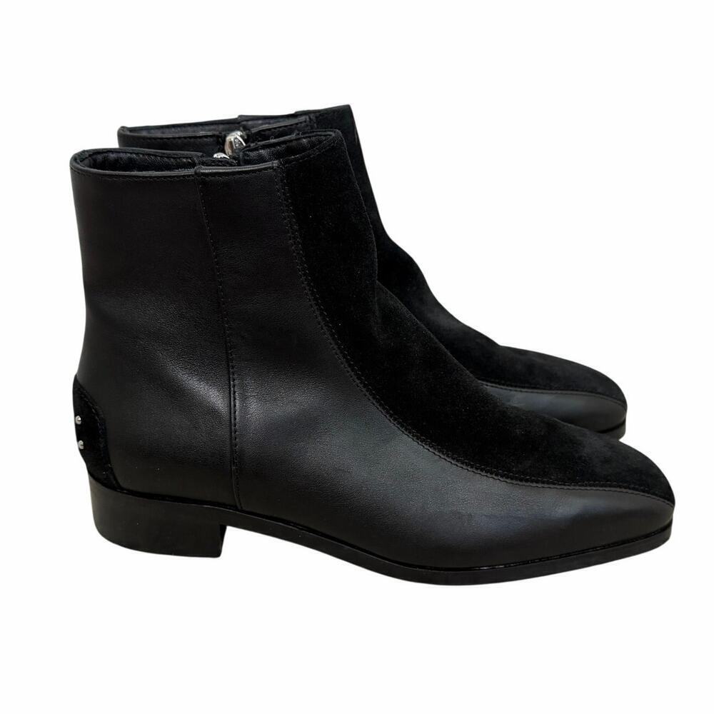 Aquatalia Weatherproof Suede/Leather Square Toe Ankle Boots Black Womens Size 8
